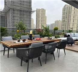 简约现代柚木桌椅